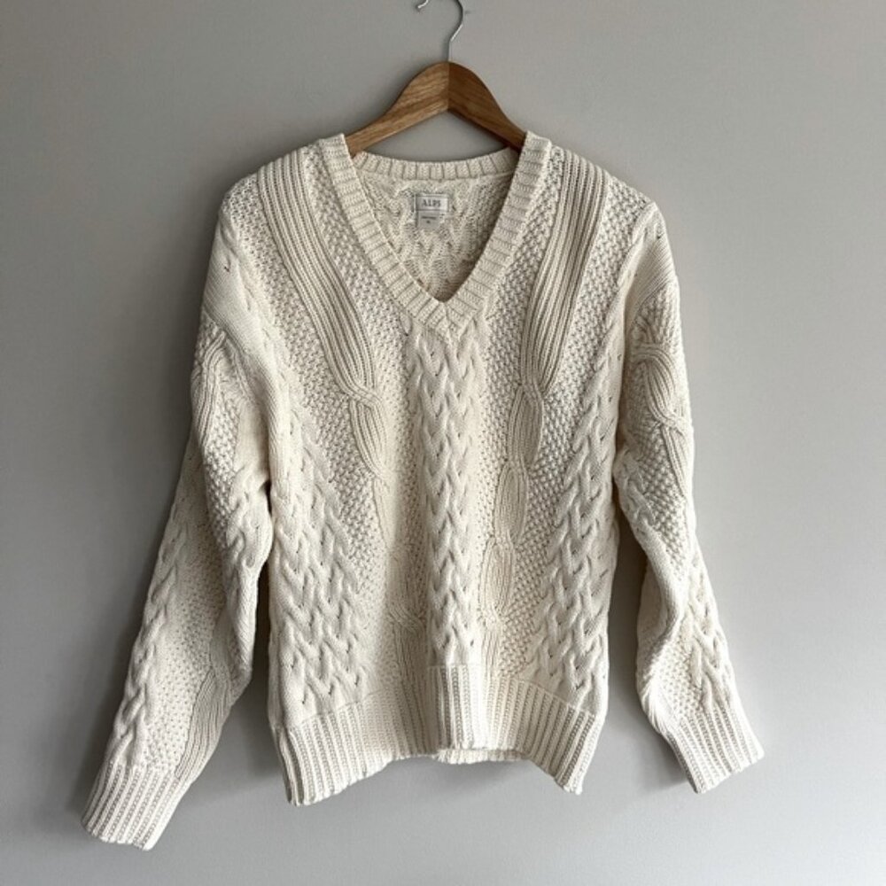 ALPS Women's Cream Cable Knit Sweater Extra Large